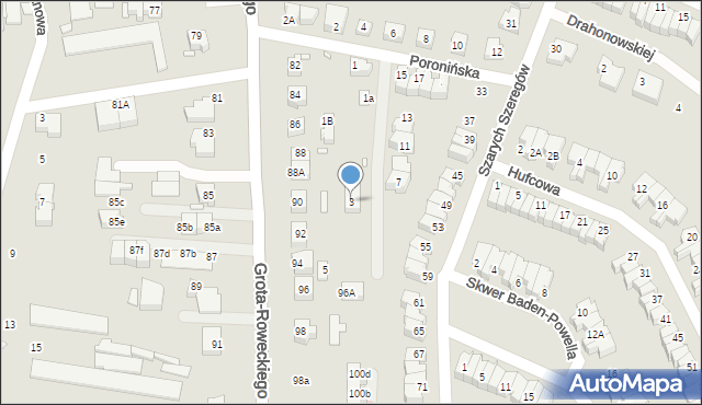 Wrocław, Poronińska, 3, mapa Wrocławia