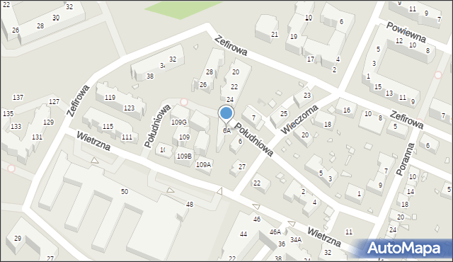 Wrocław, Południowa, 6A, mapa Wrocławia