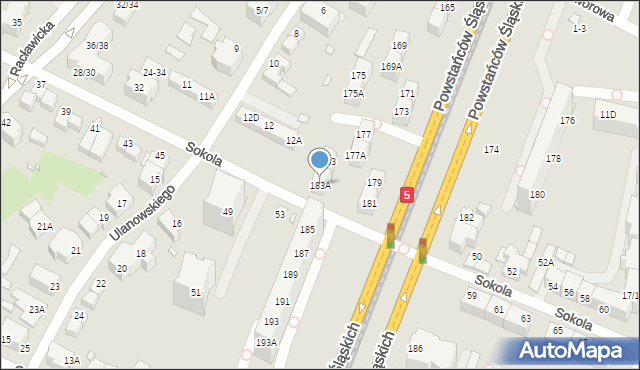Wrocław, Powstańców Śląskich, 183A, mapa Wrocławia