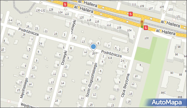 Wrocław, Podróżnicza, 10, mapa Wrocławia