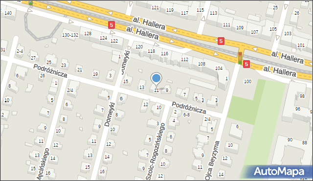 Wrocław, Podróżnicza, 11, mapa Wrocławia