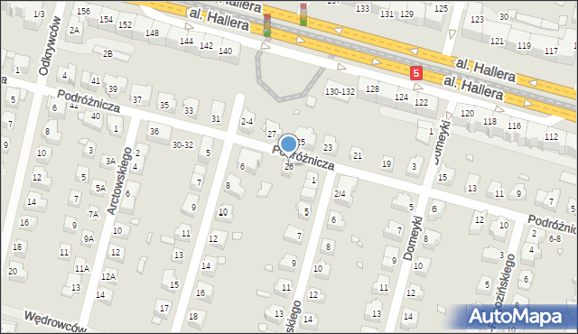 Wrocław, Podróżnicza, 26, mapa Wrocławia