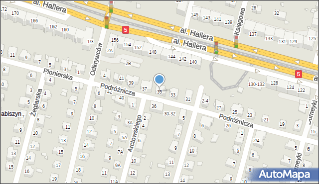 Wrocław, Podróżnicza, 35, mapa Wrocławia