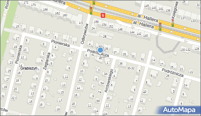 Wrocław, Podróżnicza, 40, mapa Wrocławia