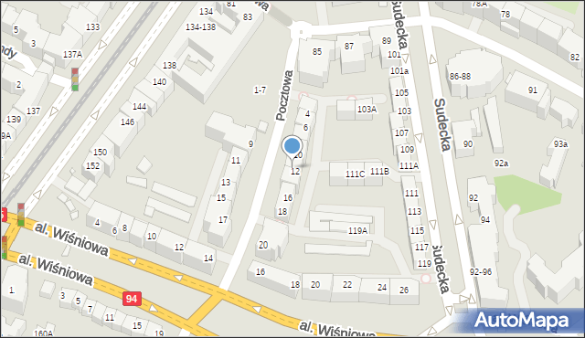 Wrocław, Pocztowa, 12-14, mapa Wrocławia