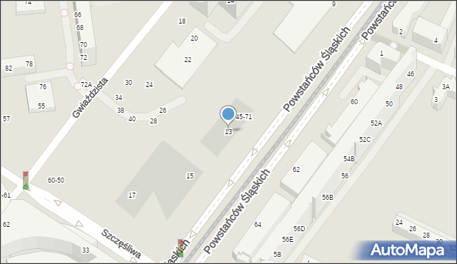 Wrocław, Powstańców Śląskich, 13, mapa Wrocławia