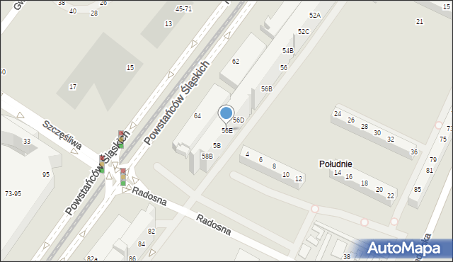 Wrocław, Powstańców Śląskich, 56E, mapa Wrocławia