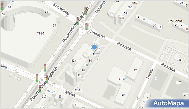 Wrocław, Powstańców Śląskich, 84, mapa Wrocławia