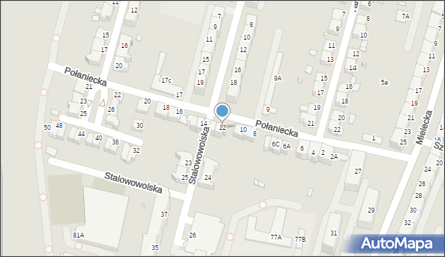 Wrocław, Połaniecka, 12, mapa Wrocławia
