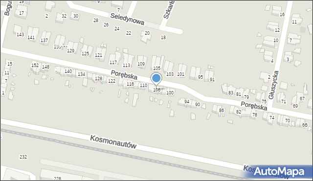 Wrocław, Porębska, 106, mapa Wrocławia