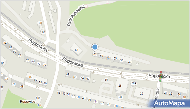 Wrocław, Popowicka, 61, mapa Wrocławia