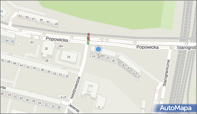 Wrocław, Popowicka, 22, mapa Wrocławia