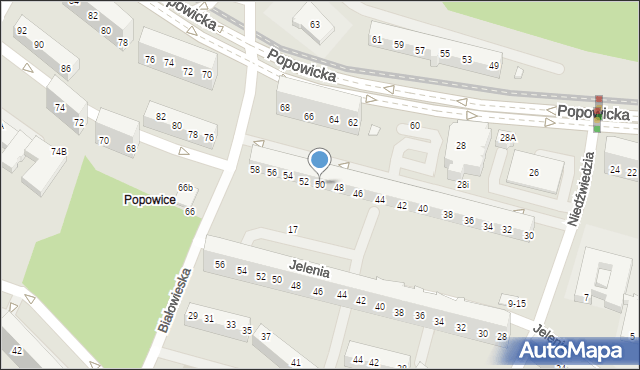 Wrocław, Popowicka, 50, mapa Wrocławia