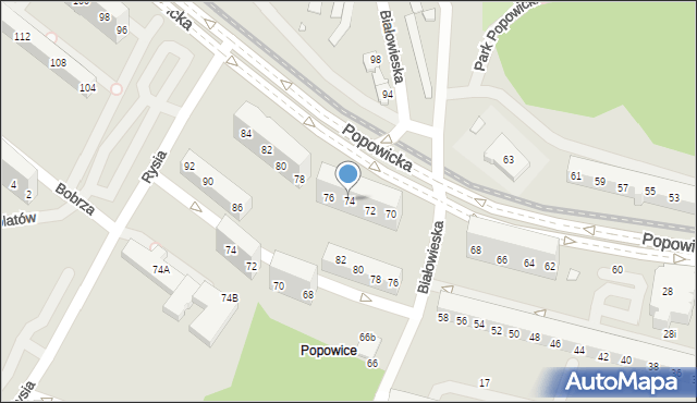 Wrocław, Popowicka, 74, mapa Wrocławia