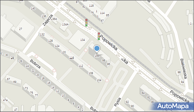 Wrocław, Popowicka, 100, mapa Wrocławia