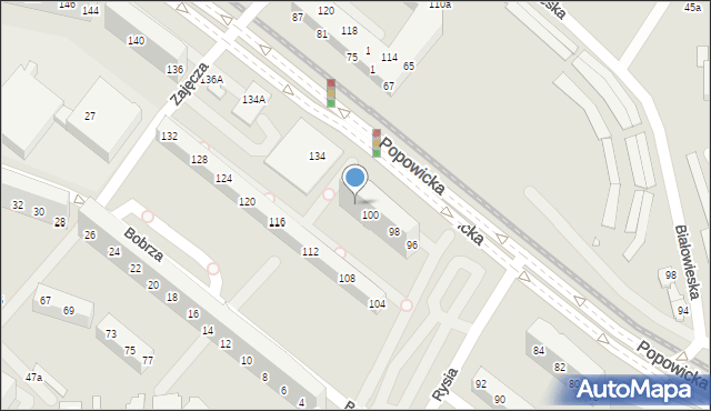 Wrocław, Popowicka, 102, mapa Wrocławia