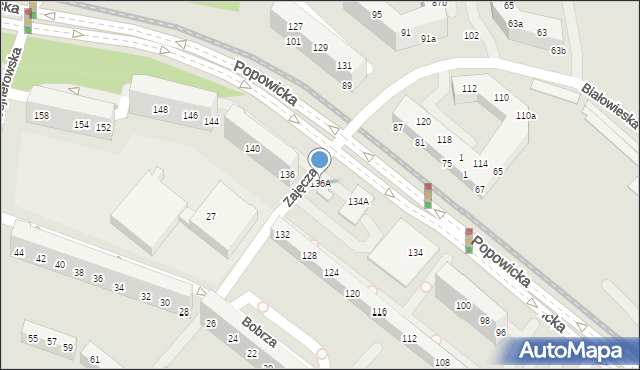 Wrocław, Popowicka, 136A, mapa Wrocławia