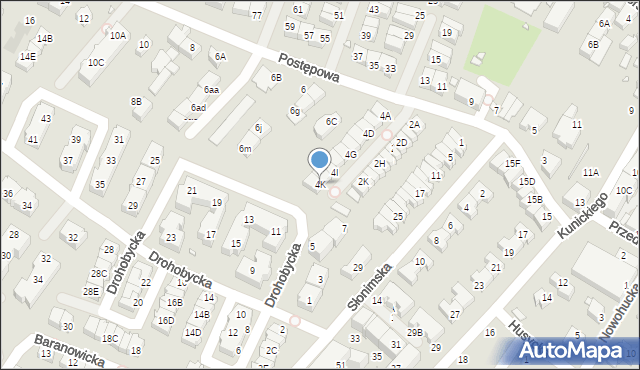 Wrocław, Postępowa, 4K, mapa Wrocławia