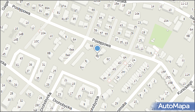 Wrocław, Postępowa, 6g, mapa Wrocławia