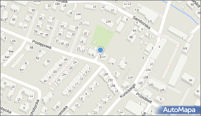 Wrocław, Postępowa, 7, mapa Wrocławia