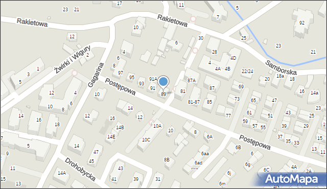 Wrocław, Postępowa, 89, mapa Wrocławia