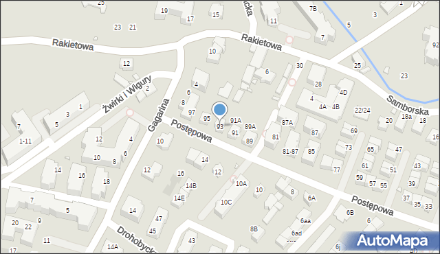 Wrocław, Postępowa, 93, mapa Wrocławia