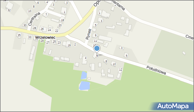 Wrzelowiec, Południowa, 6, mapa Wrzelowiec