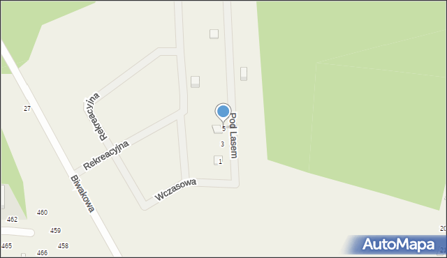 Wrzosowo, Pod Lasem, 5, mapa Wrzosowo