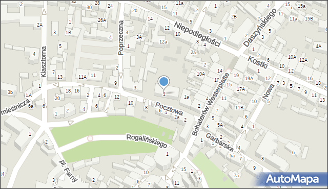 Wschowa, Pocztowa, 1, mapa Wschowa