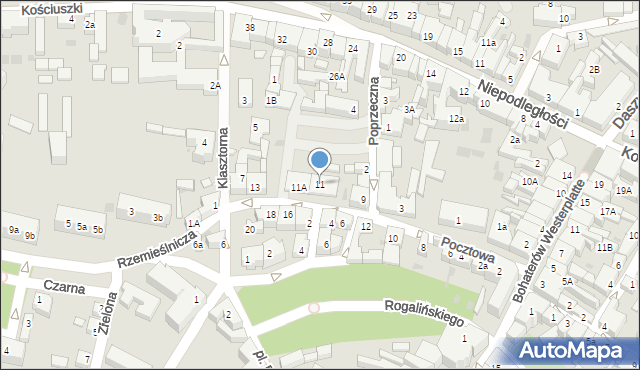 Wschowa, Pocztowa, 11, mapa Wschowa