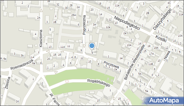 Wschowa, Pocztowa, 3, mapa Wschowa