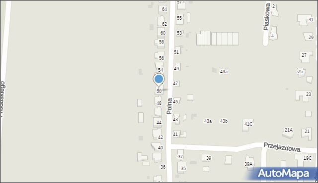 Wschowa, Polna, 50, mapa Wschowa