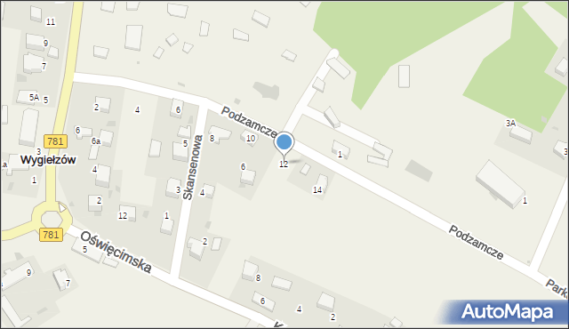 Wygiełzów, Podzamcze, 12, mapa Wygiełzów