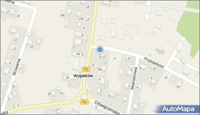 Wygiełzów, Podzamcze, 2, mapa Wygiełzów