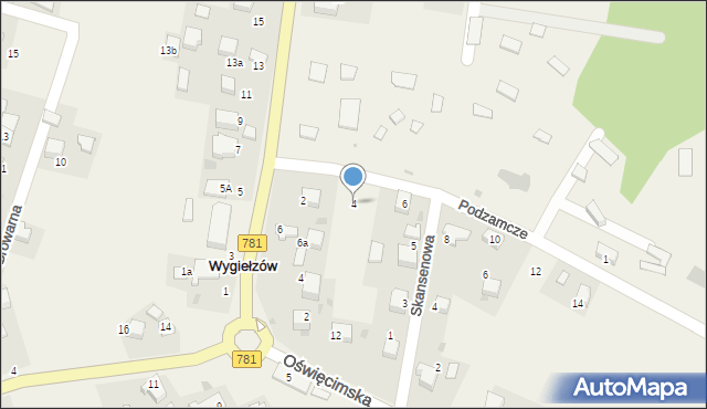 Wygiełzów, Podzamcze, 4, mapa Wygiełzów