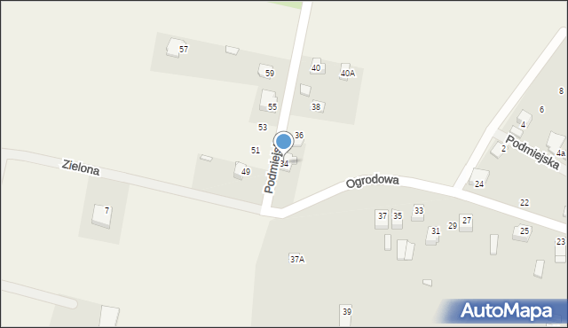 Wysoka, Podmiejska, 34, mapa Wysoka