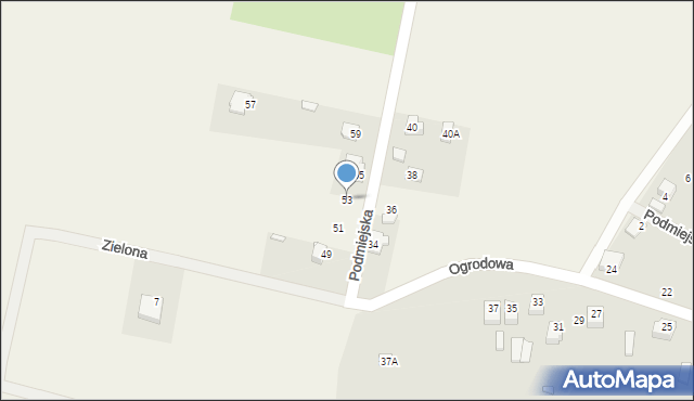 Wysoka, Podmiejska, 53, mapa Wysoka