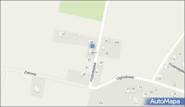 Wysoka, Podmiejska, 55, mapa Wysoka