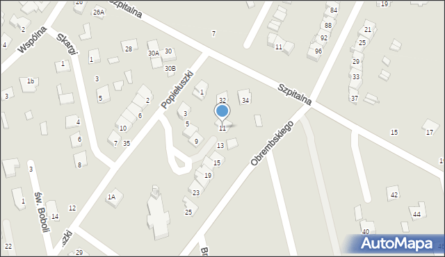 Wysokie Mazowieckie, Popiełuszki Jerzego, bł. ks., 11, mapa Wysokie Mazowieckie