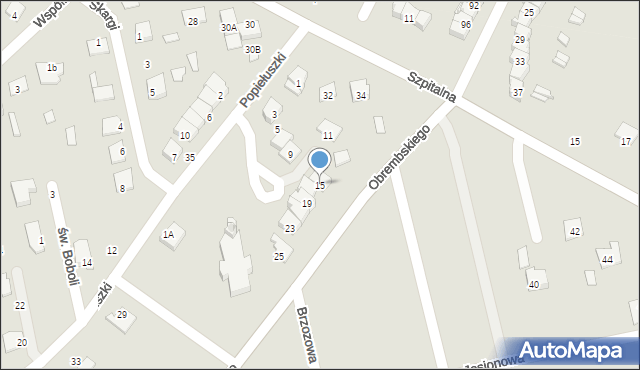 Wysokie Mazowieckie, Popiełuszki Jerzego, bł. ks., 15, mapa Wysokie Mazowieckie