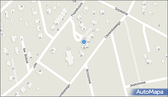 Wysokie Mazowieckie, Popiełuszki Jerzego, bł. ks., 23, mapa Wysokie Mazowieckie