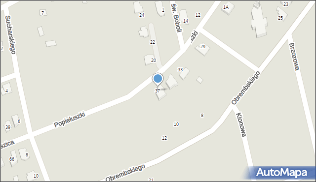 Wysokie Mazowieckie, Popiełuszki Jerzego, bł. ks., 37, mapa Wysokie Mazowieckie