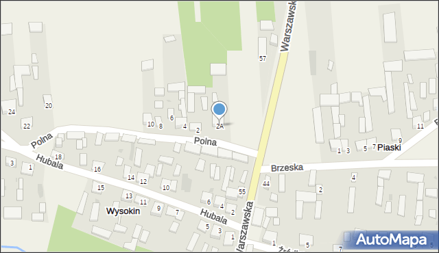 Wysokin, Polna, 2A, mapa Wysokin