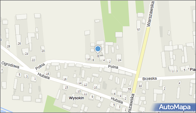 Wysokin, Polna, 6, mapa Wysokin
