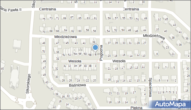 Wyszków, Pogodna, 5, mapa Wyszków