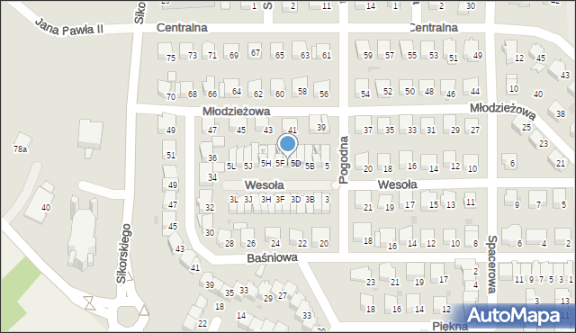 Wyszków, Pogodna, 5E, mapa Wyszków