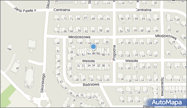 Wyszków, Pogodna, 5F, mapa Wyszków