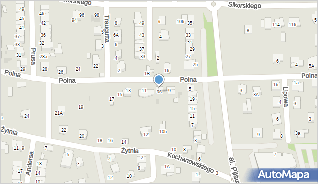 Wyszków, Polna, 9A, mapa Wyszków