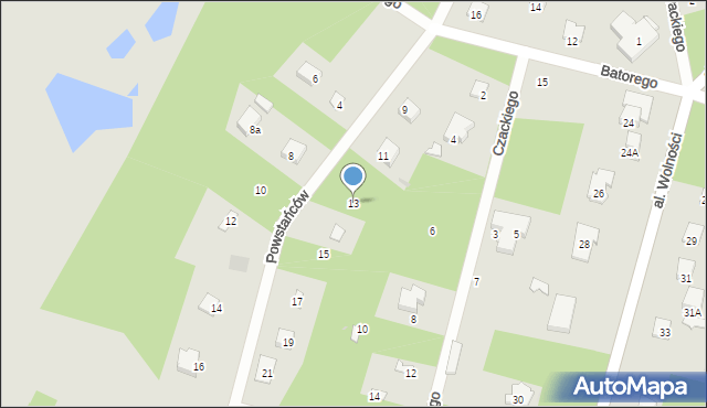 Wyszków, Powstańców, 13, mapa Wyszków