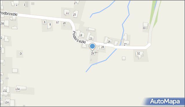Ząb, Podbrzeżki, 24, mapa Ząb